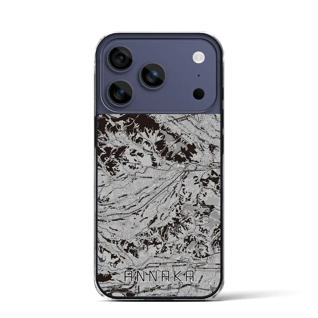 【安中(群馬県)】地図柄iPhoneケース(クリアタイプ)モノトーン・iPhone 17 Pro Max 用
