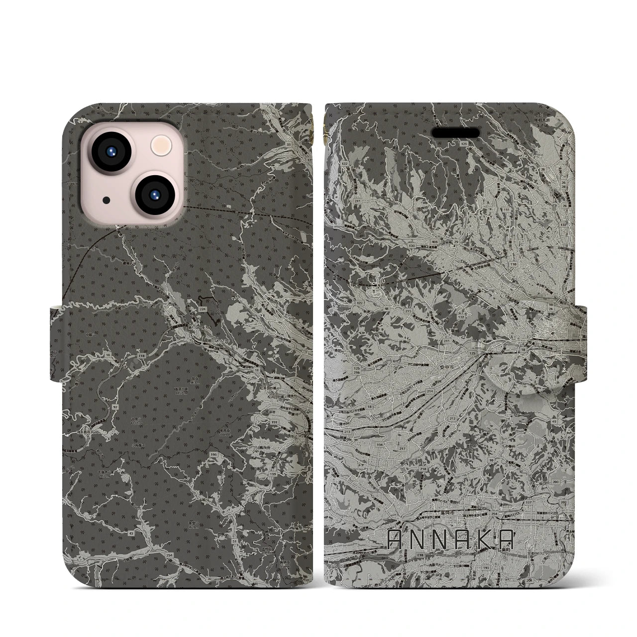 【安中(群馬県)】地図柄iPhoneケース(手帳タイプ)