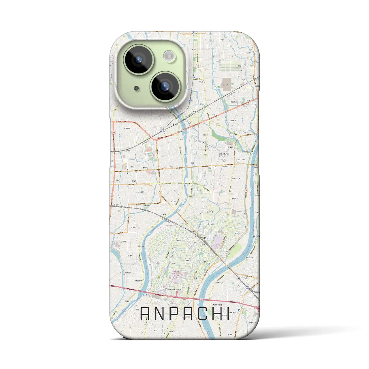 【安八(岐阜県)】地図柄iPhoneケース(バックカバータイプ)