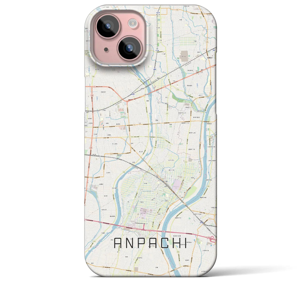 【安八(岐阜県)】地図柄iPhoneケース(バックカバータイプ)