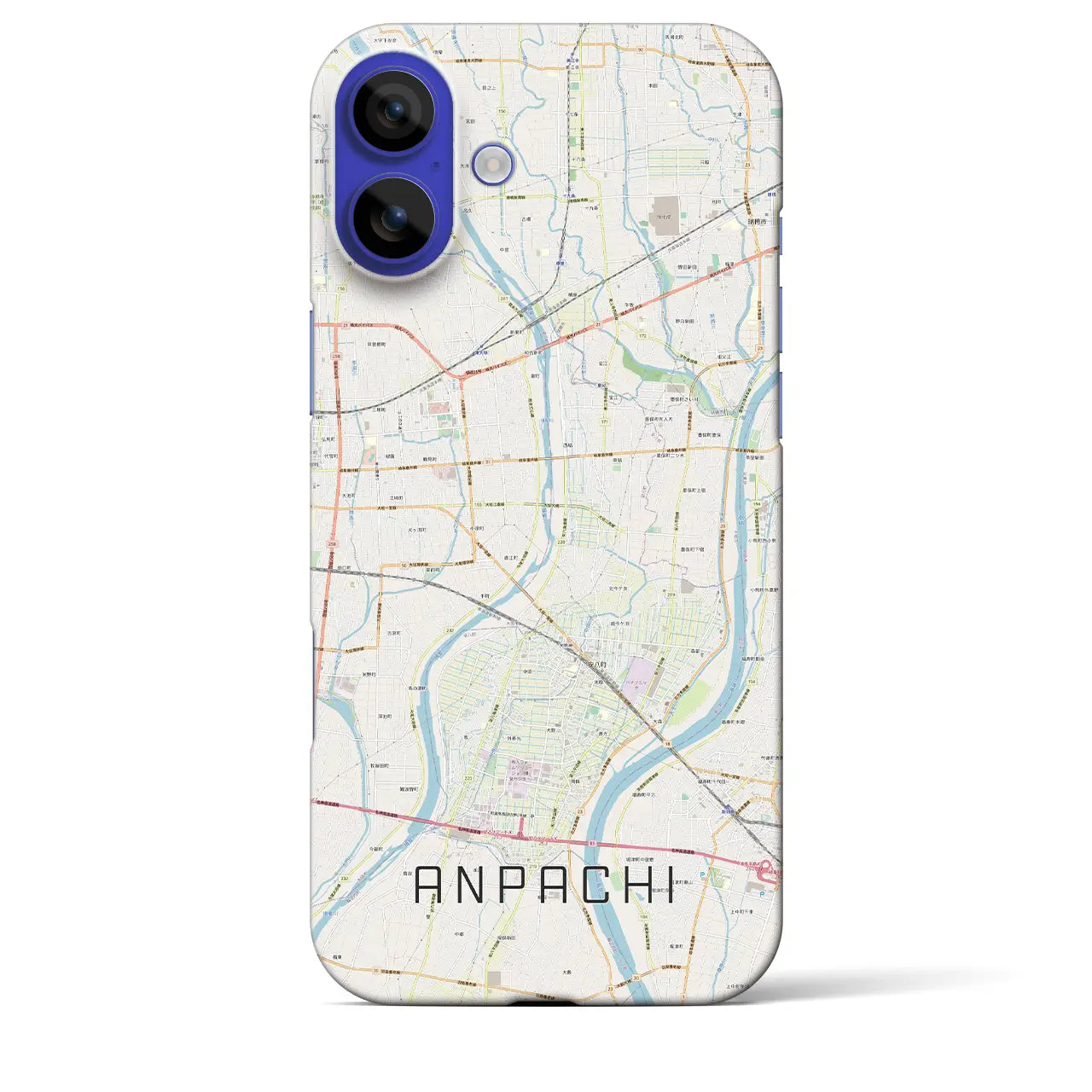 【安八(岐阜県)】地図柄iPhoneケース(バックカバータイプ)ブラック・iPhone 16 Pro Max 用