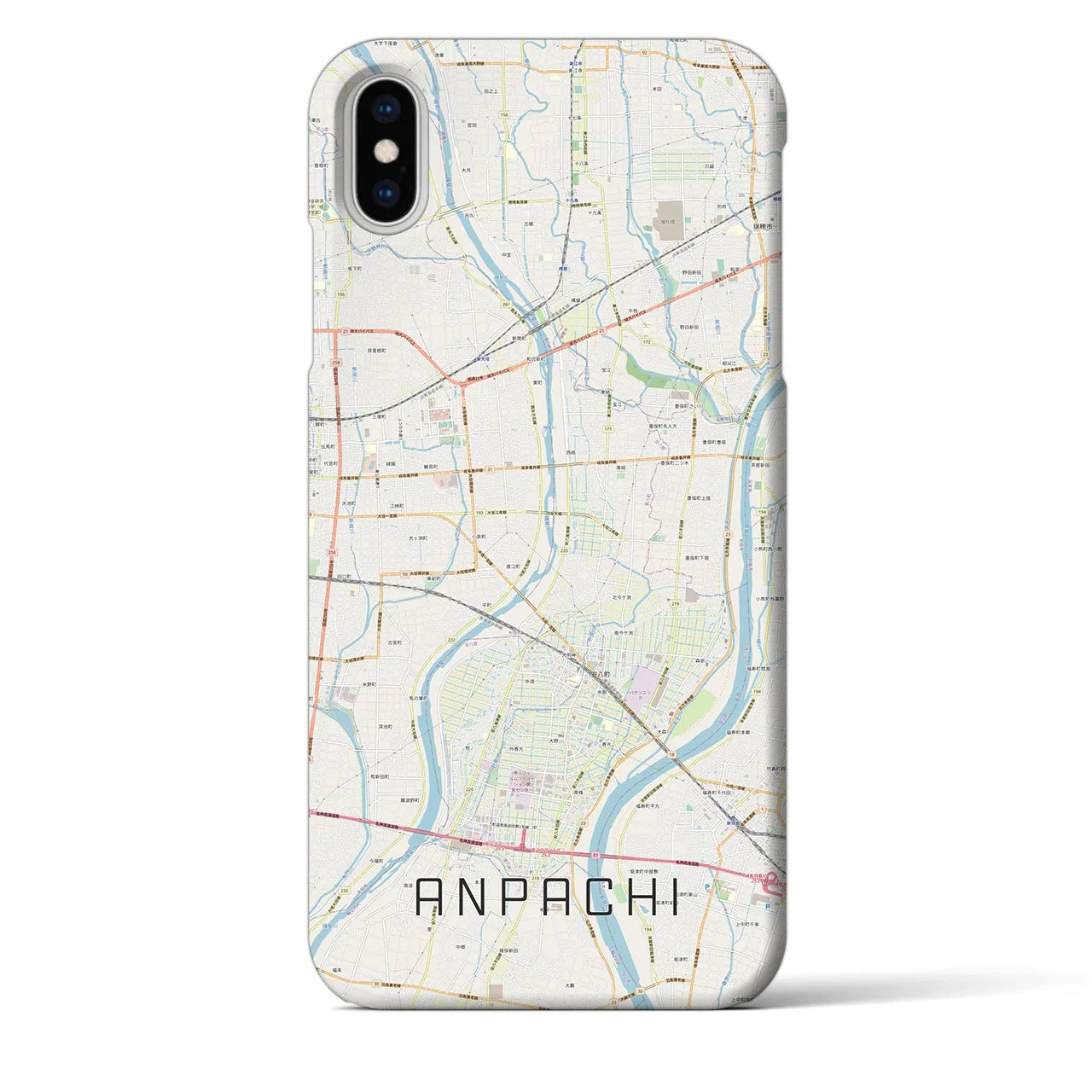 【安八(岐阜県)】地図柄iPhoneケース(バックカバータイプ)