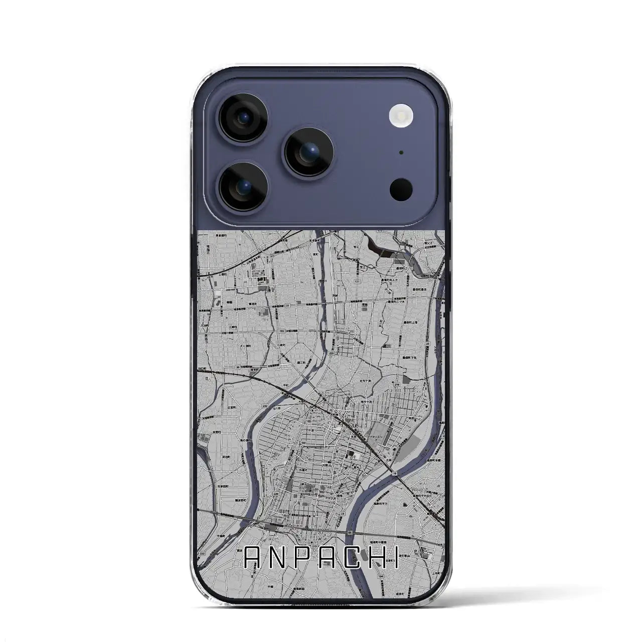 【安八(岐阜県)】地図柄iPhoneケース(クリアタイプ)モノトーン・iPhone 17 Pro Max 用