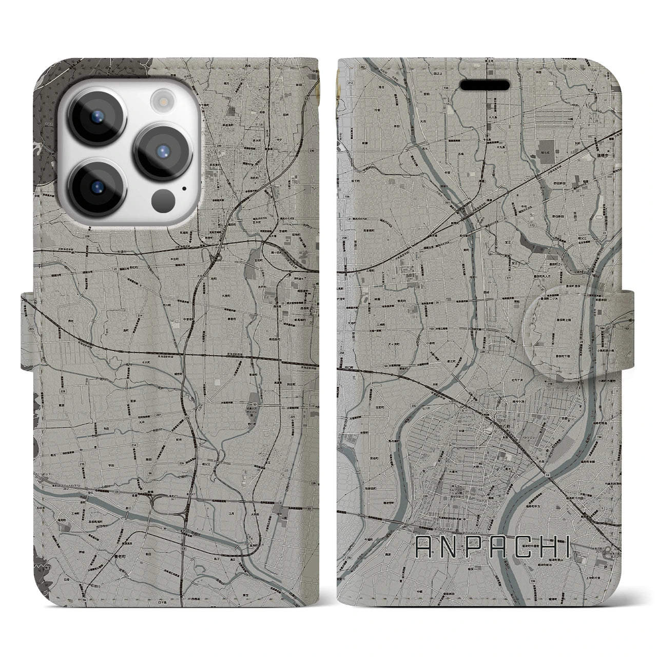 【安八(岐阜県)】地図柄iPhoneケース(手帳タイプ)