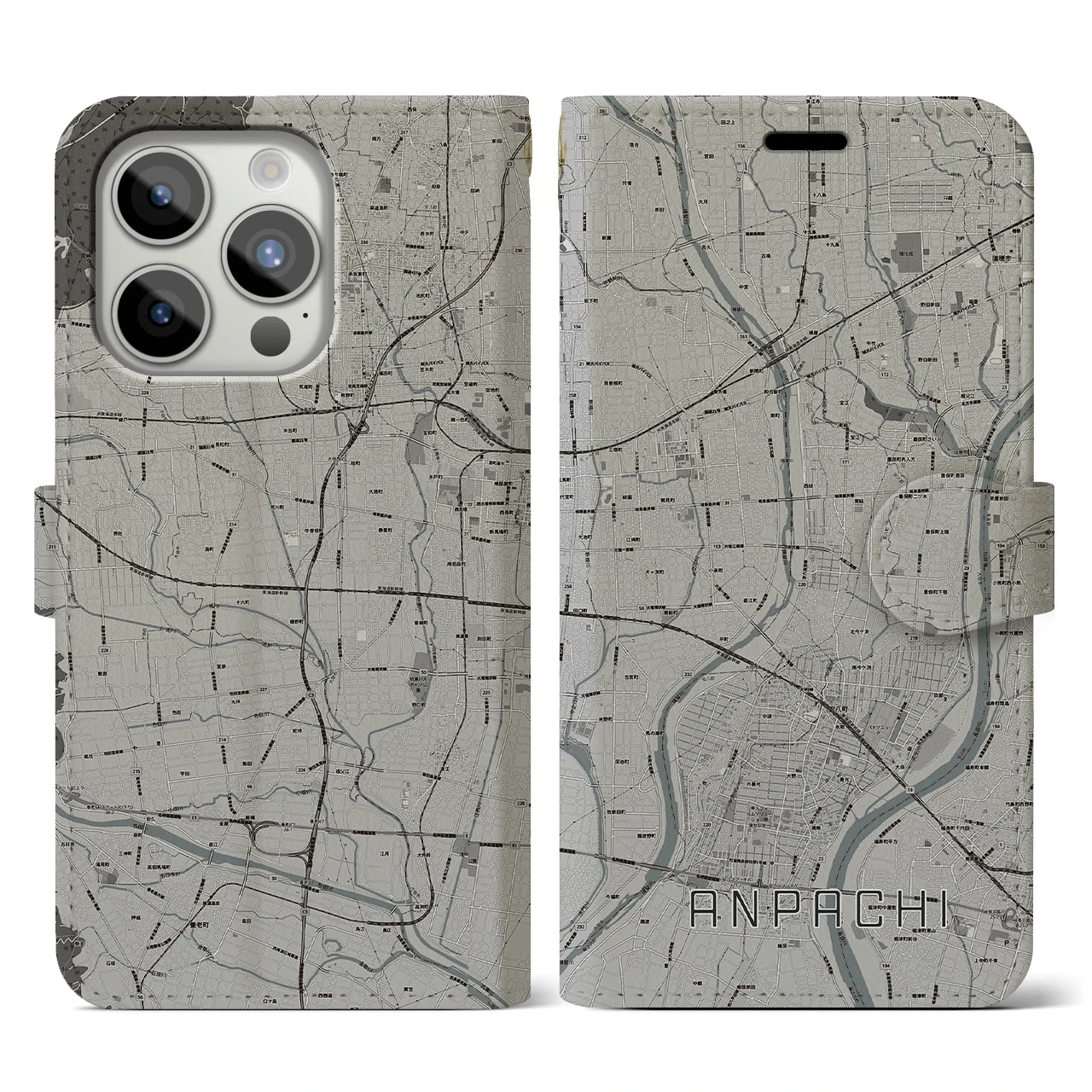 【安八(岐阜県)】地図柄iPhoneケース(手帳タイプ)