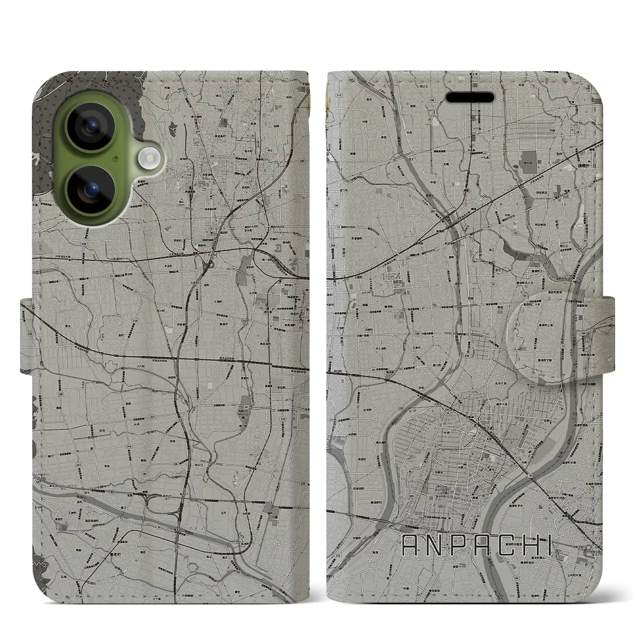 【安八(岐阜県)】地図柄iPhoneケース(手帳タイプ)