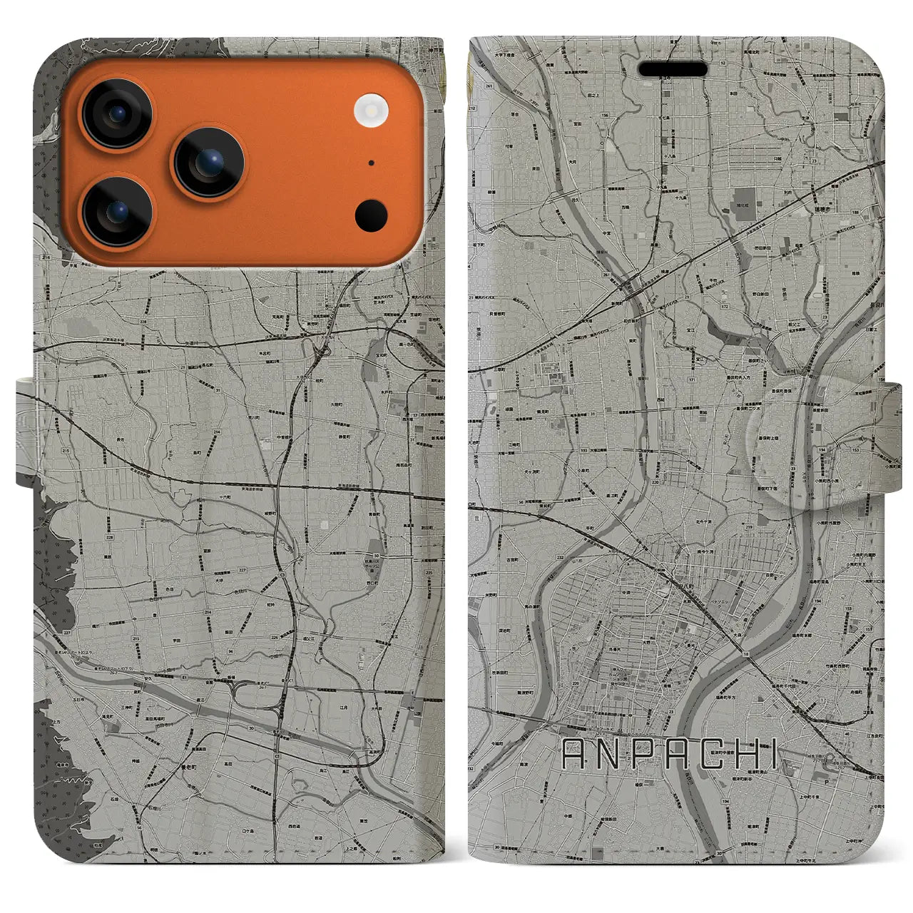 【安八(岐阜県)】地図柄iPhoneケース(手帳タイプ)