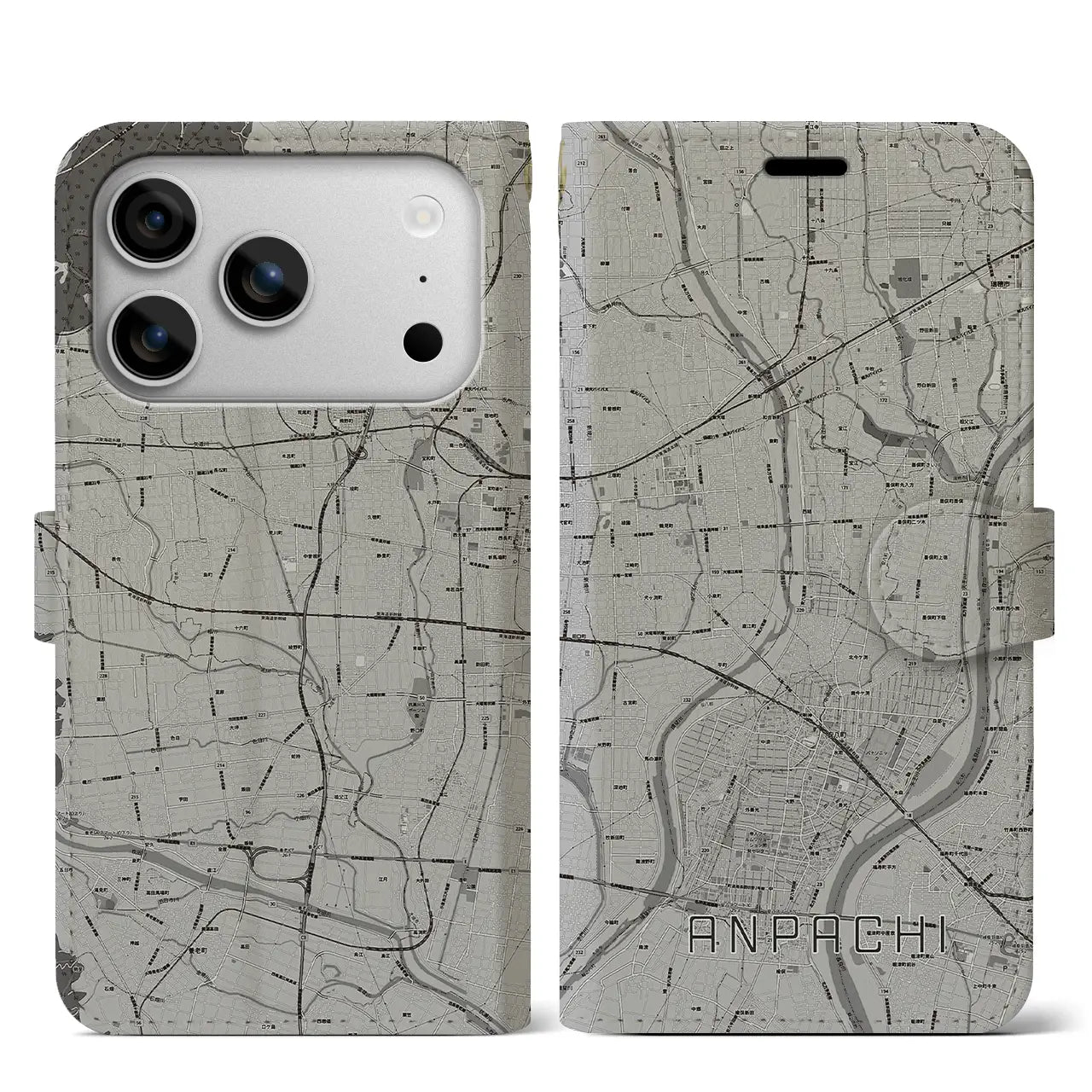 【安八(岐阜県)】地図柄iPhoneケース(手帳タイプ)