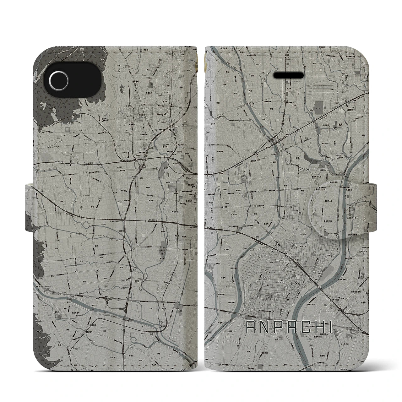 【安八(岐阜県)】地図柄iPhoneケース(手帳タイプ)