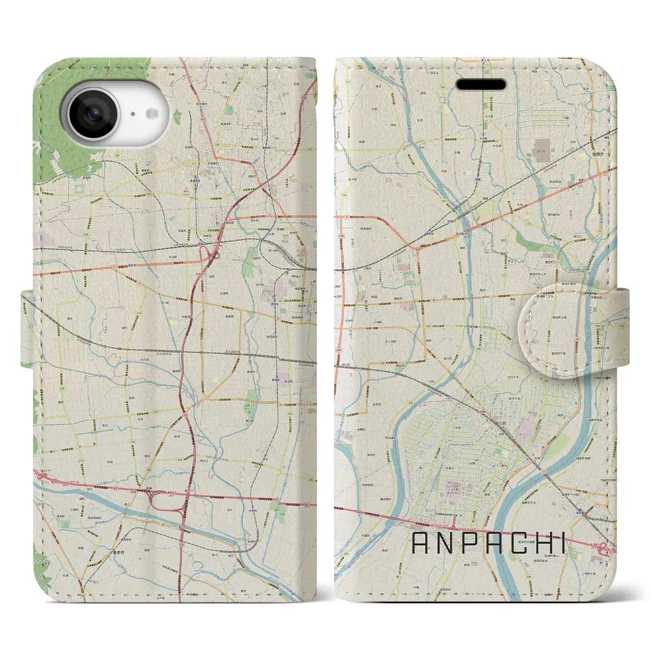 【安八(岐阜県)】地図柄iPhoneケース(手帳タイプ)