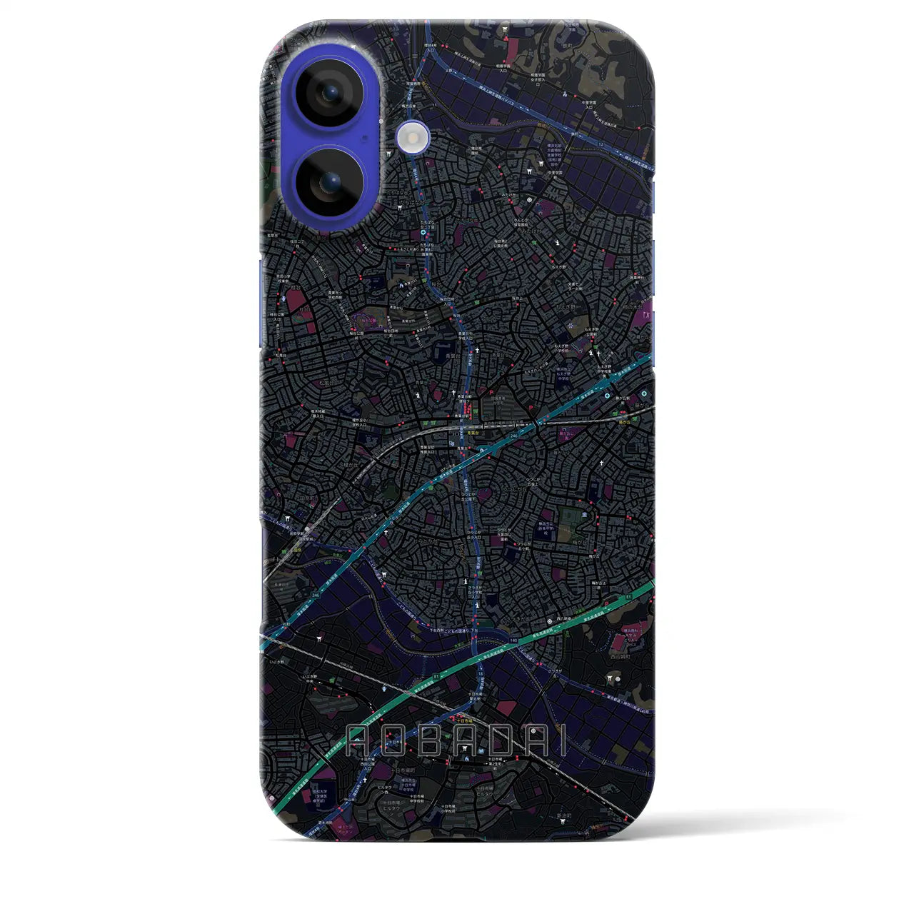 【青葉台(神奈川県)】地図柄iPhoneケース(バックカバータイプ)