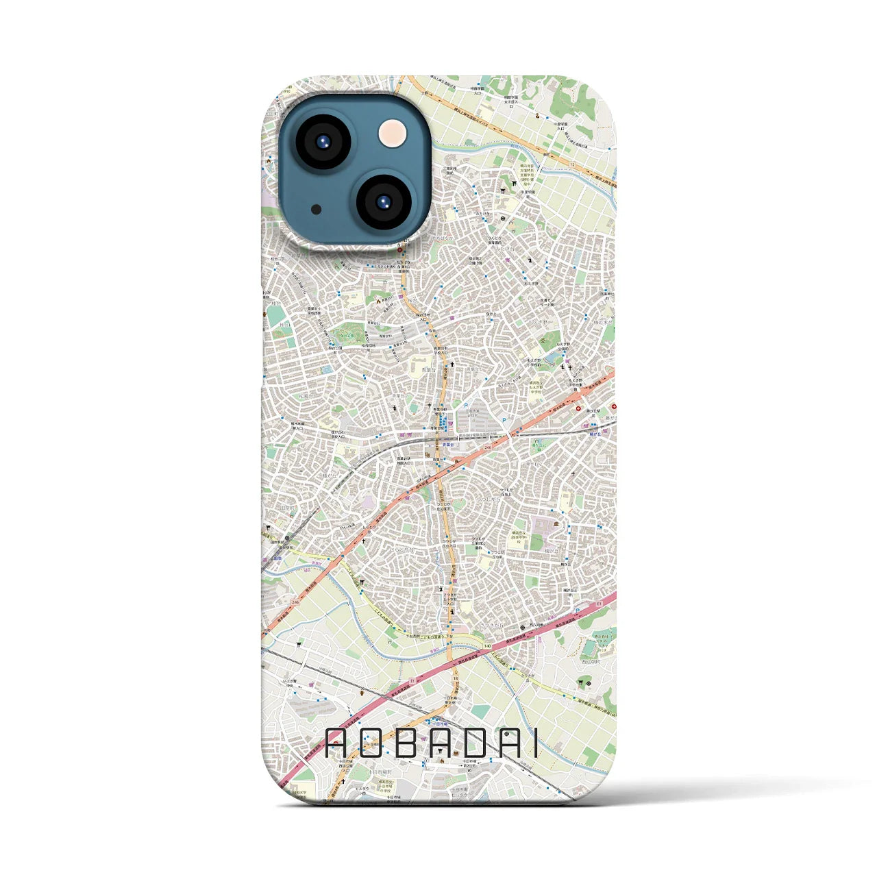 【青葉台(神奈川県)】地図柄iPhoneケース(バックカバータイプ)