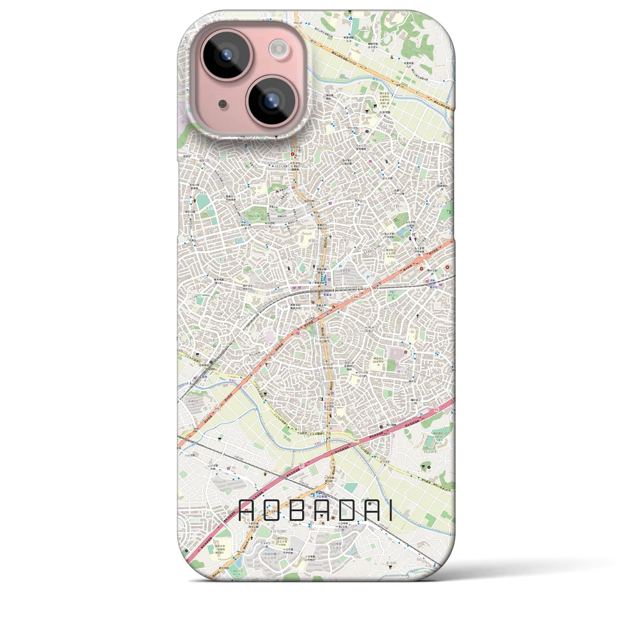 【青葉台(神奈川県)】地図柄iPhoneケース(バックカバータイプ)
