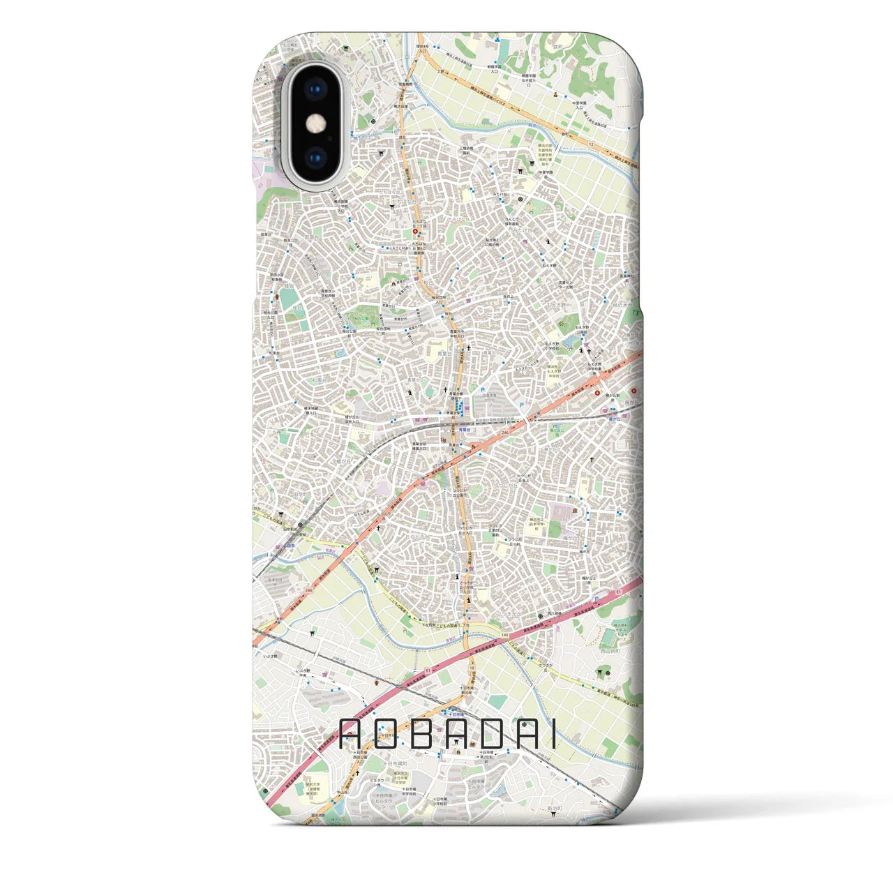 【青葉台(神奈川県)】地図柄iPhoneケース(バックカバータイプ)