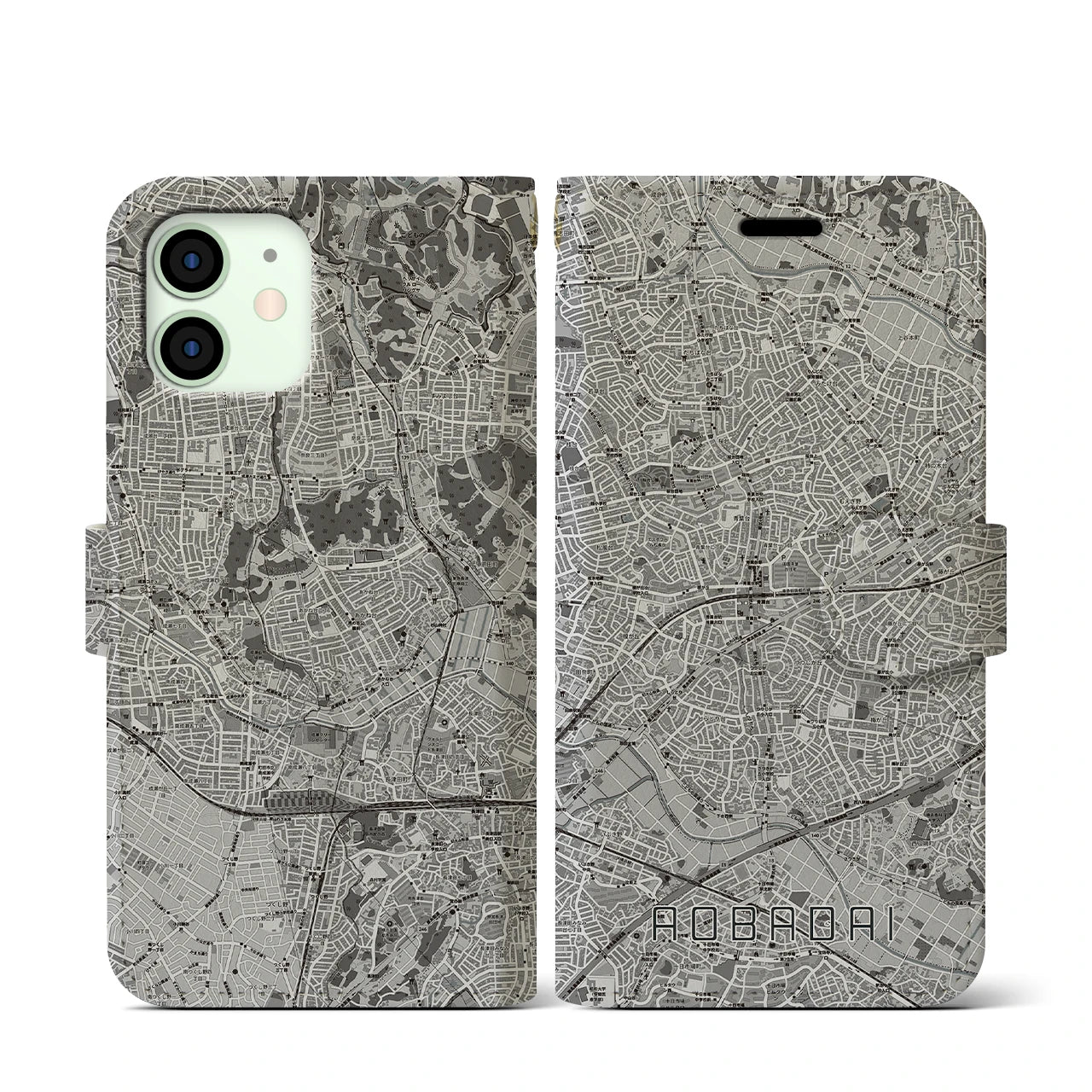 【青葉台(神奈川県)】地図柄iPhoneケース(手帳タイプ)