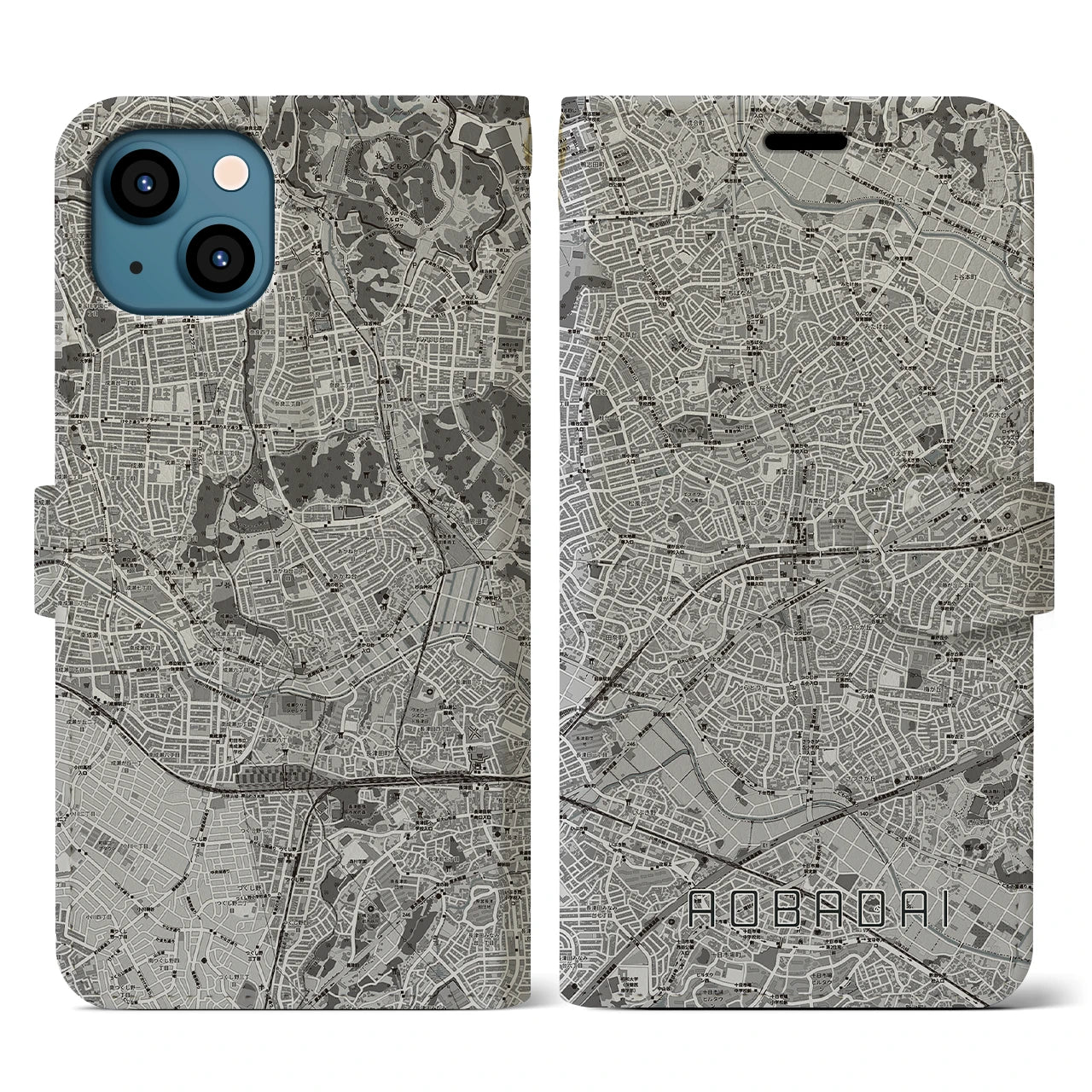 【青葉台(神奈川県)】地図柄iPhoneケース(手帳タイプ)