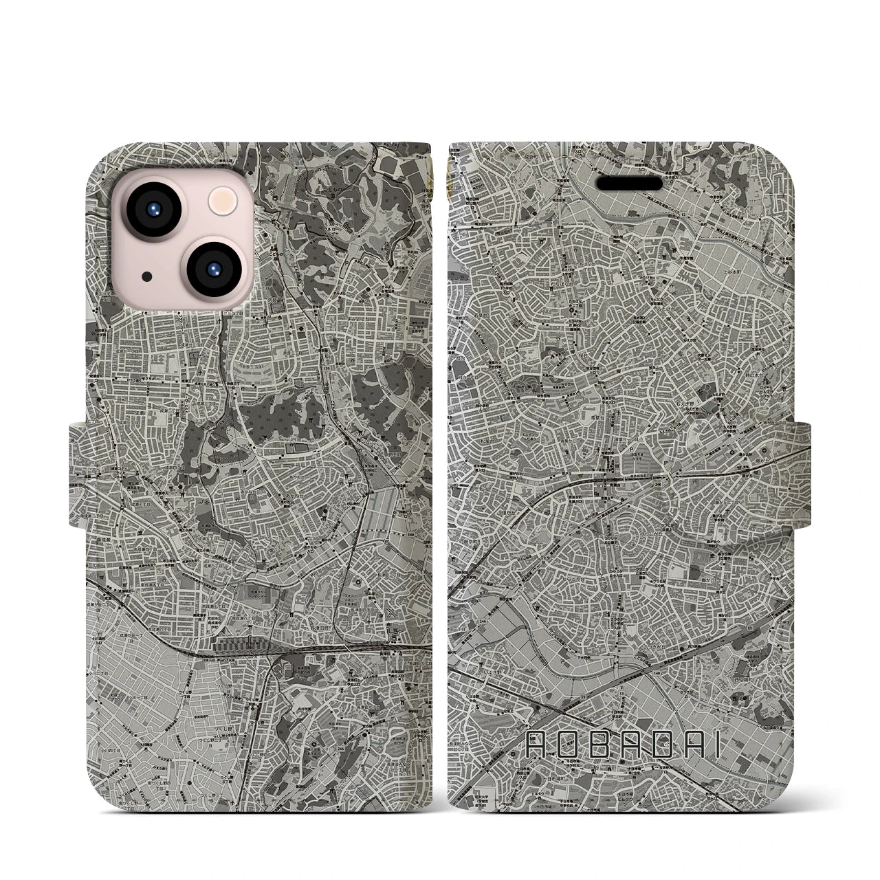 【青葉台(神奈川県)】地図柄iPhoneケース(手帳タイプ)