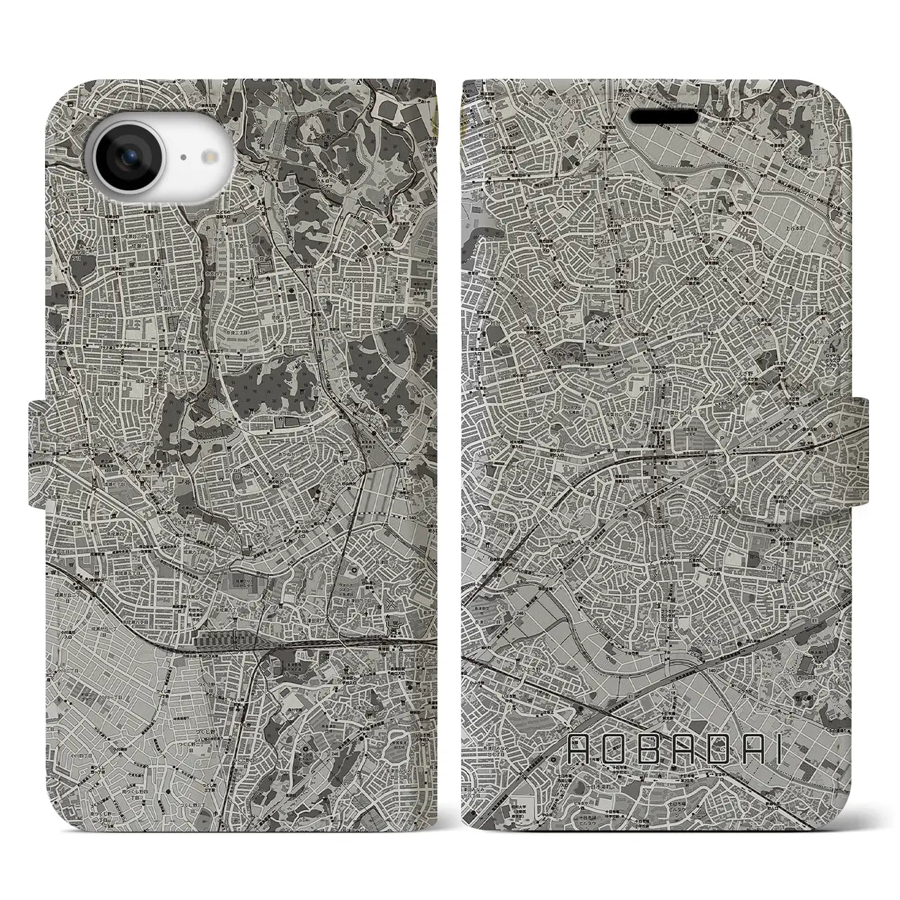 【青葉台(神奈川県)】地図柄iPhoneケース(手帳タイプ)