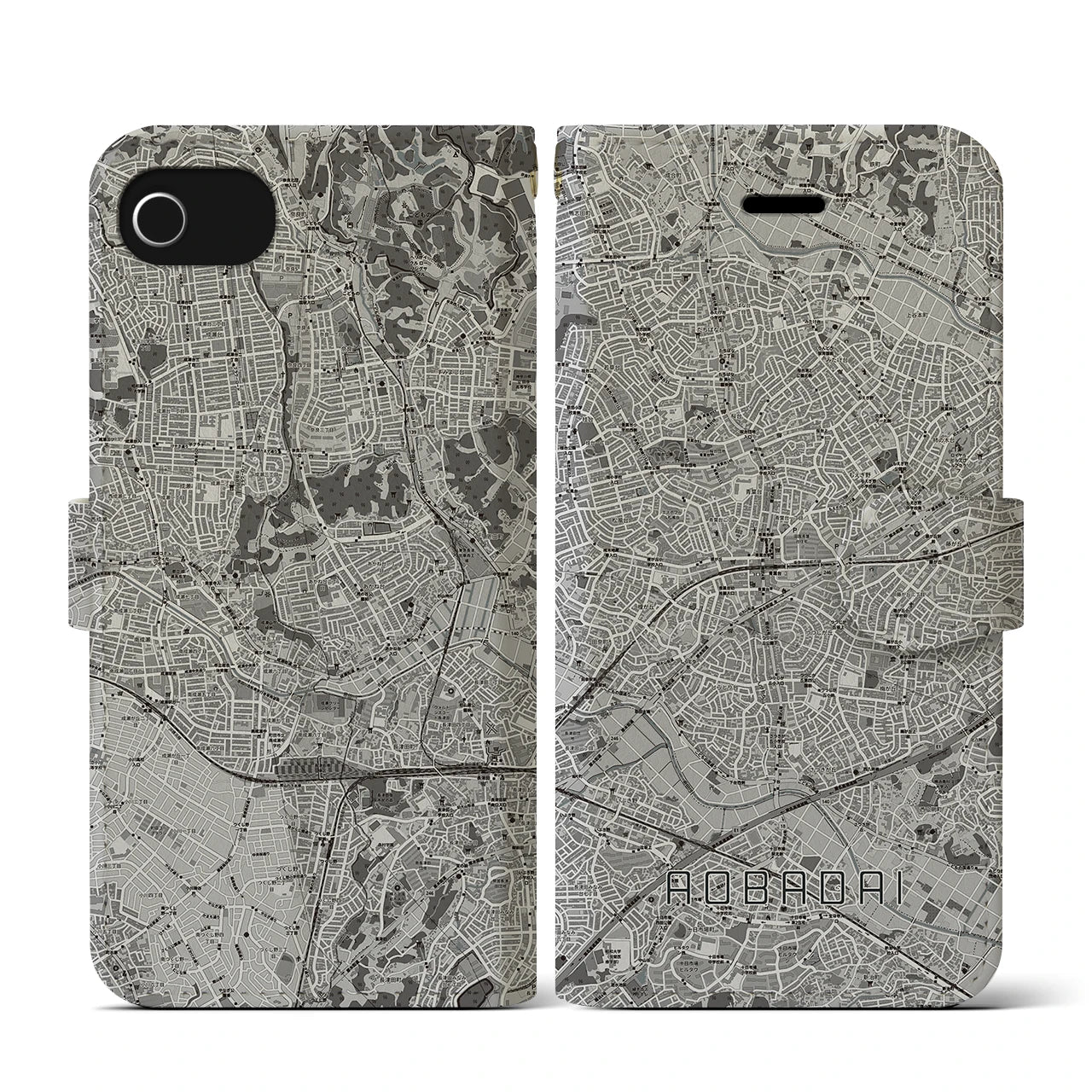 【青葉台(神奈川県)】地図柄iPhoneケース(手帳タイプ)