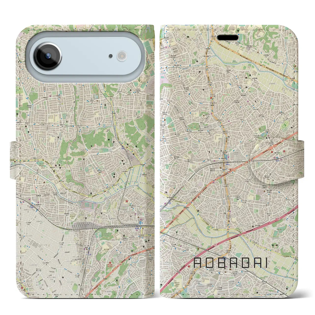 【青葉台(神奈川県)】地図柄iPhoneケース(手帳タイプ)