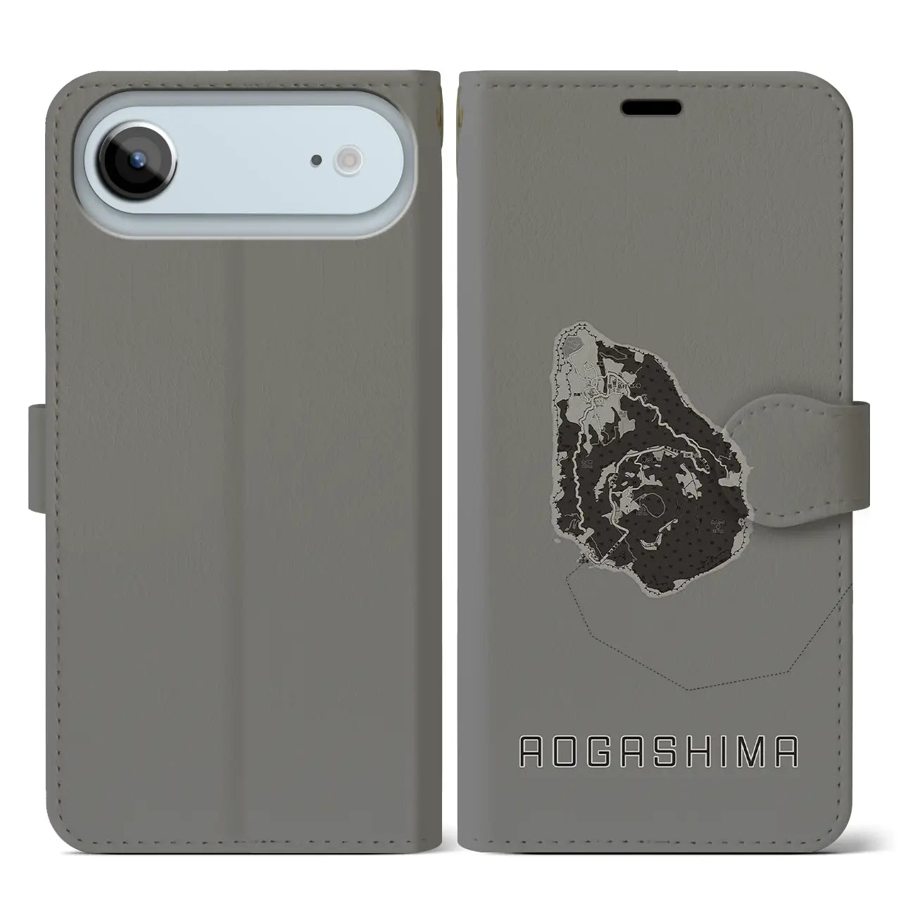 【青ヶ島(東京都)】地図柄iPhoneケース(手帳タイプ)