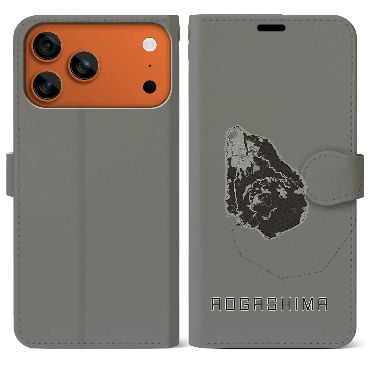 【青ヶ島(東京都)】地図柄iPhoneケース(手帳タイプ)