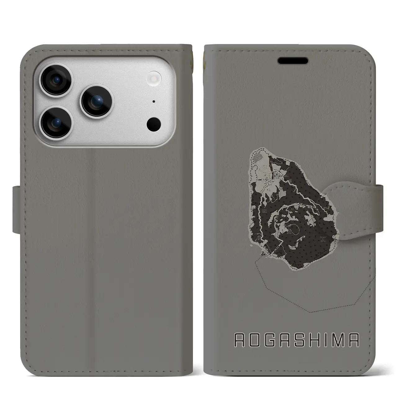 【青ヶ島(東京都)】地図柄iPhoneケース(手帳タイプ)