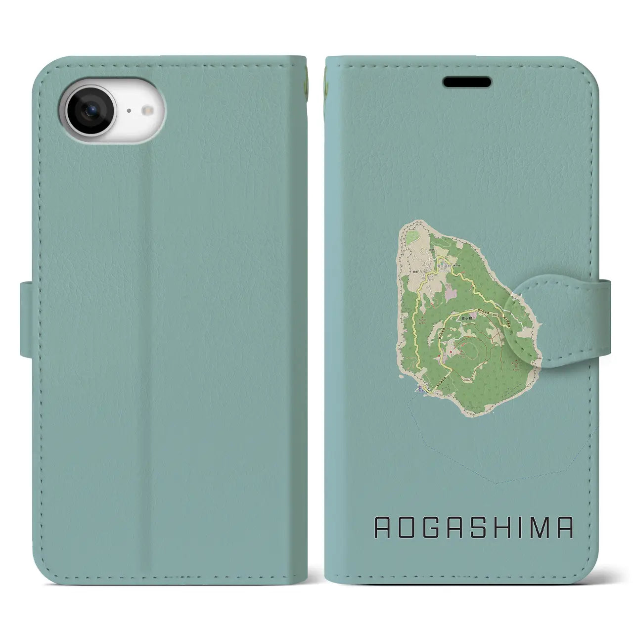 【青ヶ島(東京都)】地図柄iPhoneケース(手帳タイプ)