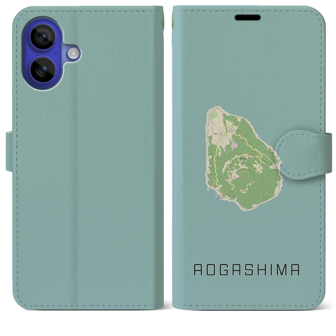 【青ヶ島(東京都)】地図柄iPhoneケース(手帳タイプ)ナチュラル・iPhone 16 Pro Max 用