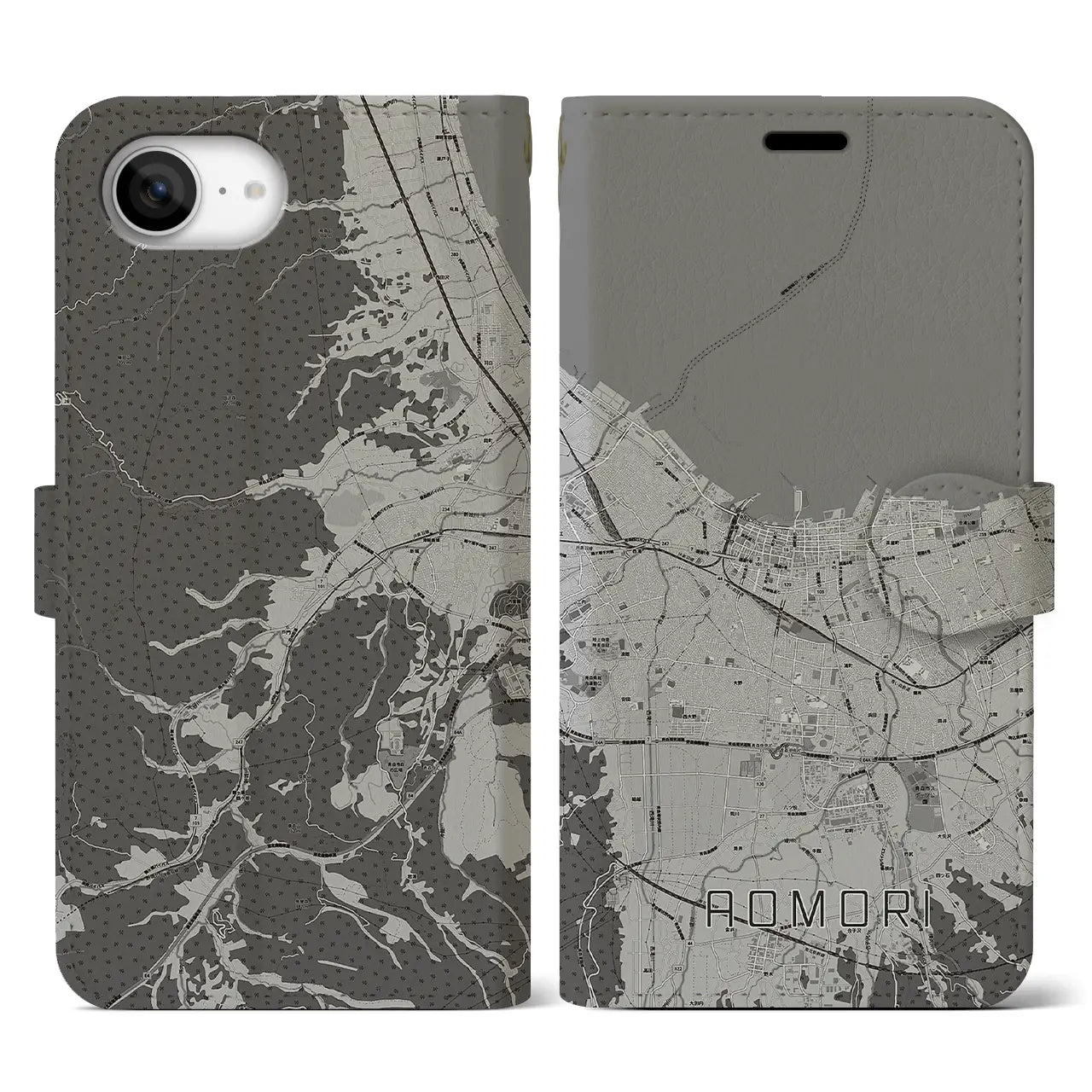 【青森2(青森県)】地図柄iPhoneケース(手帳タイプ)