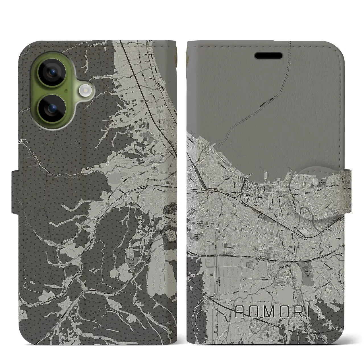 【青森2(青森県)】地図柄iPhoneケース(手帳タイプ)