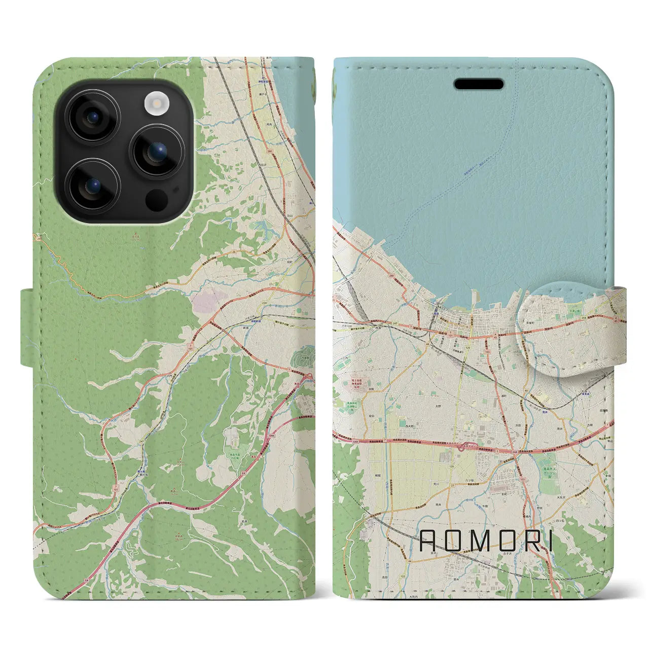 【青森2(青森県)】地図柄iPhoneケース(手帳タイプ)ナチュラル・iPhone 16 用