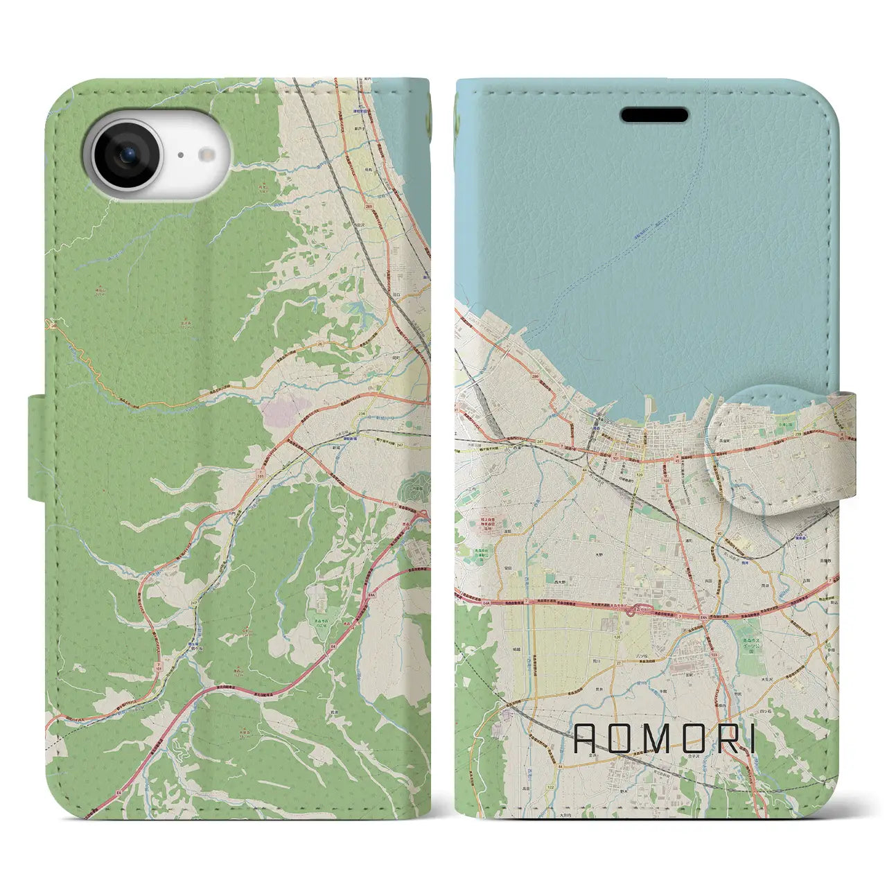 【青森2(青森県)】地図柄iPhoneケース(手帳タイプ)