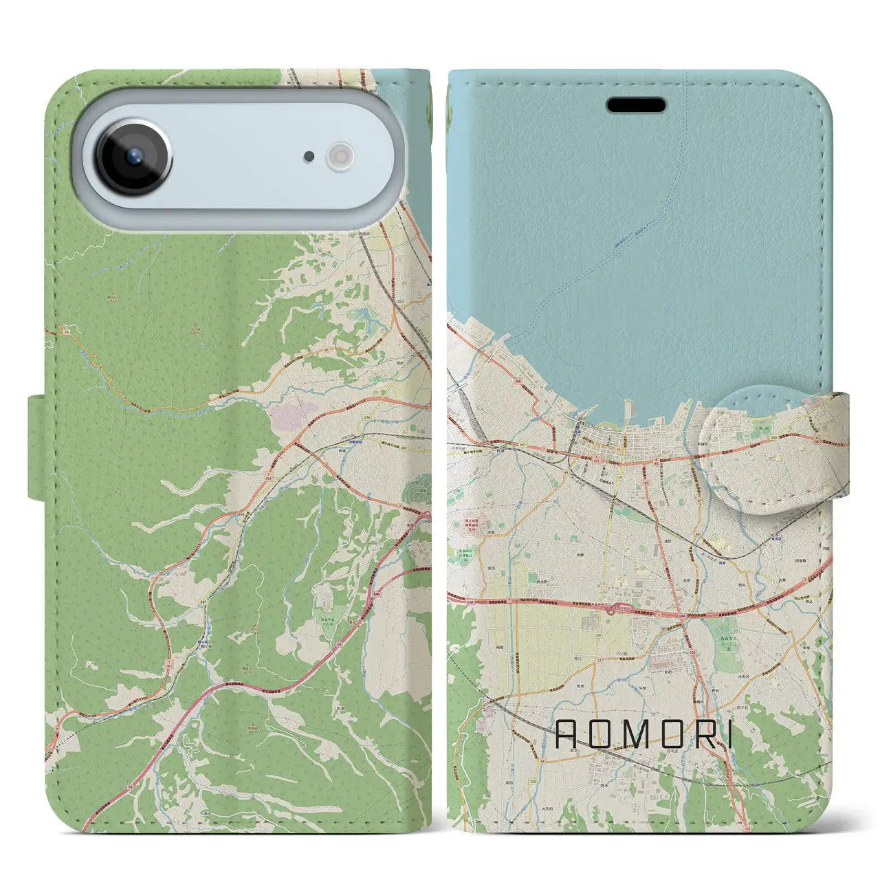 【青森2(青森県)】地図柄iPhoneケース(手帳タイプ)