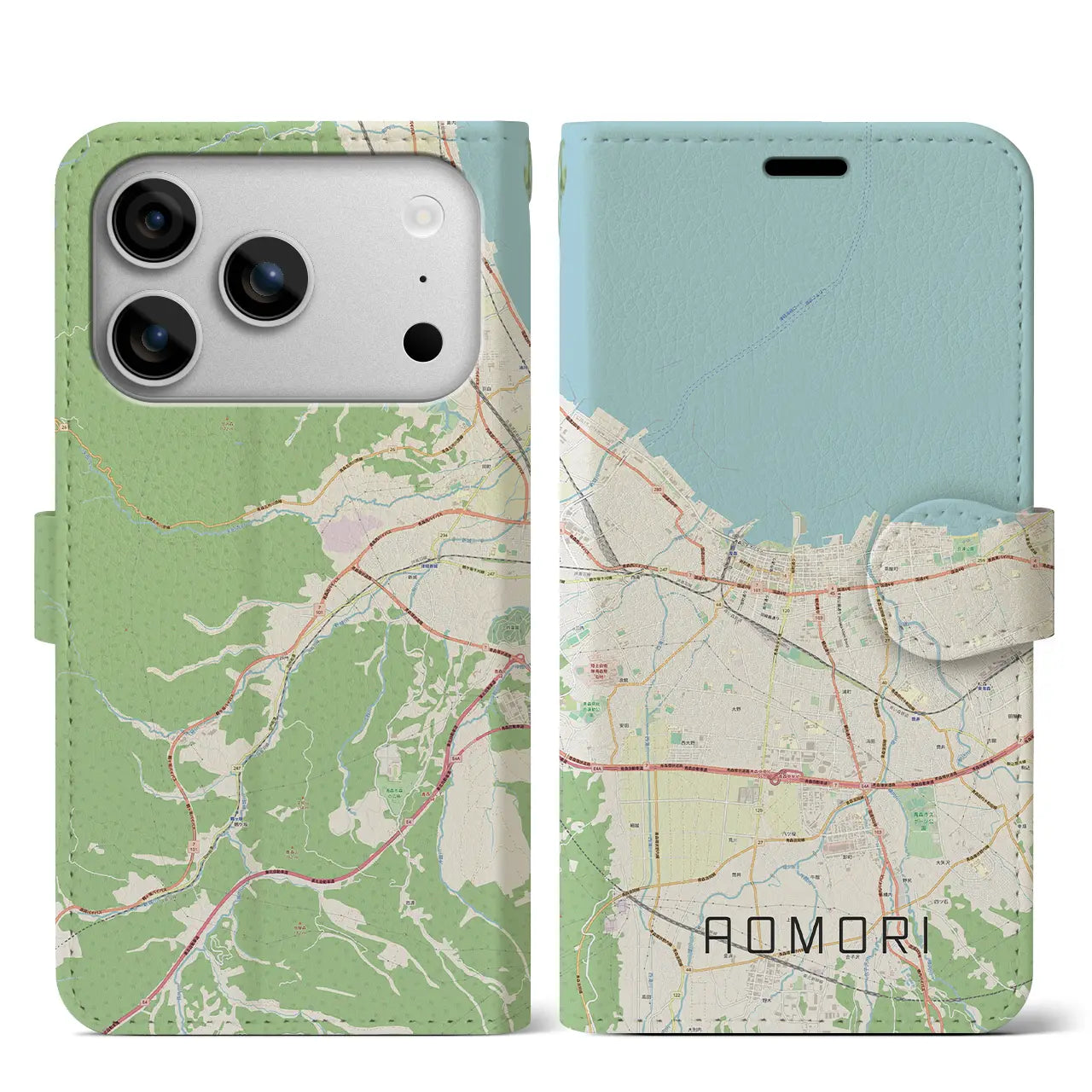 【青森2(青森県)】地図柄iPhoneケース(手帳タイプ)