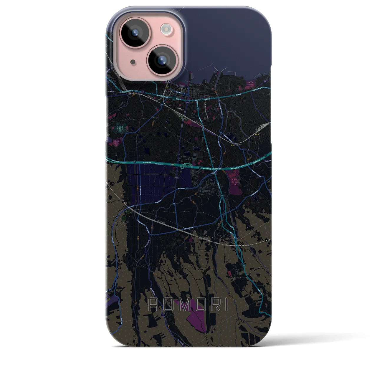 【青森(青森県)】地図柄iPhoneケース(バックカバータイプ)
