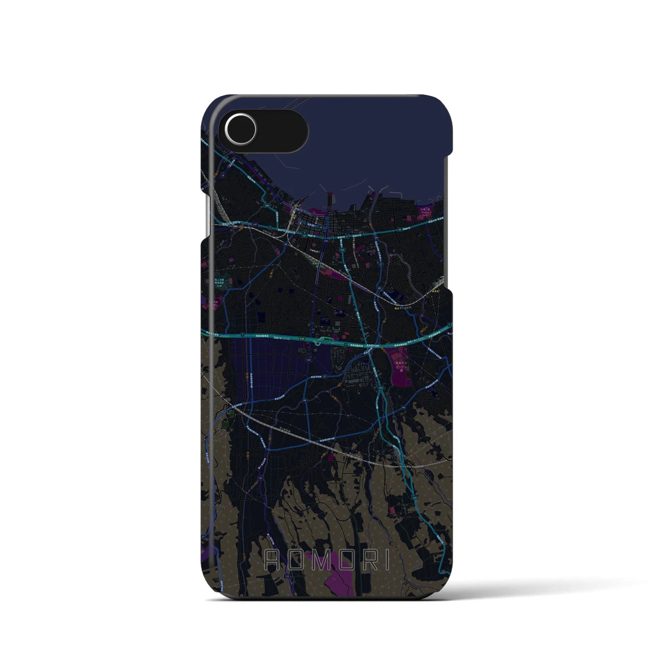 【青森(青森県)】地図柄iPhoneケース(バックカバータイプ)