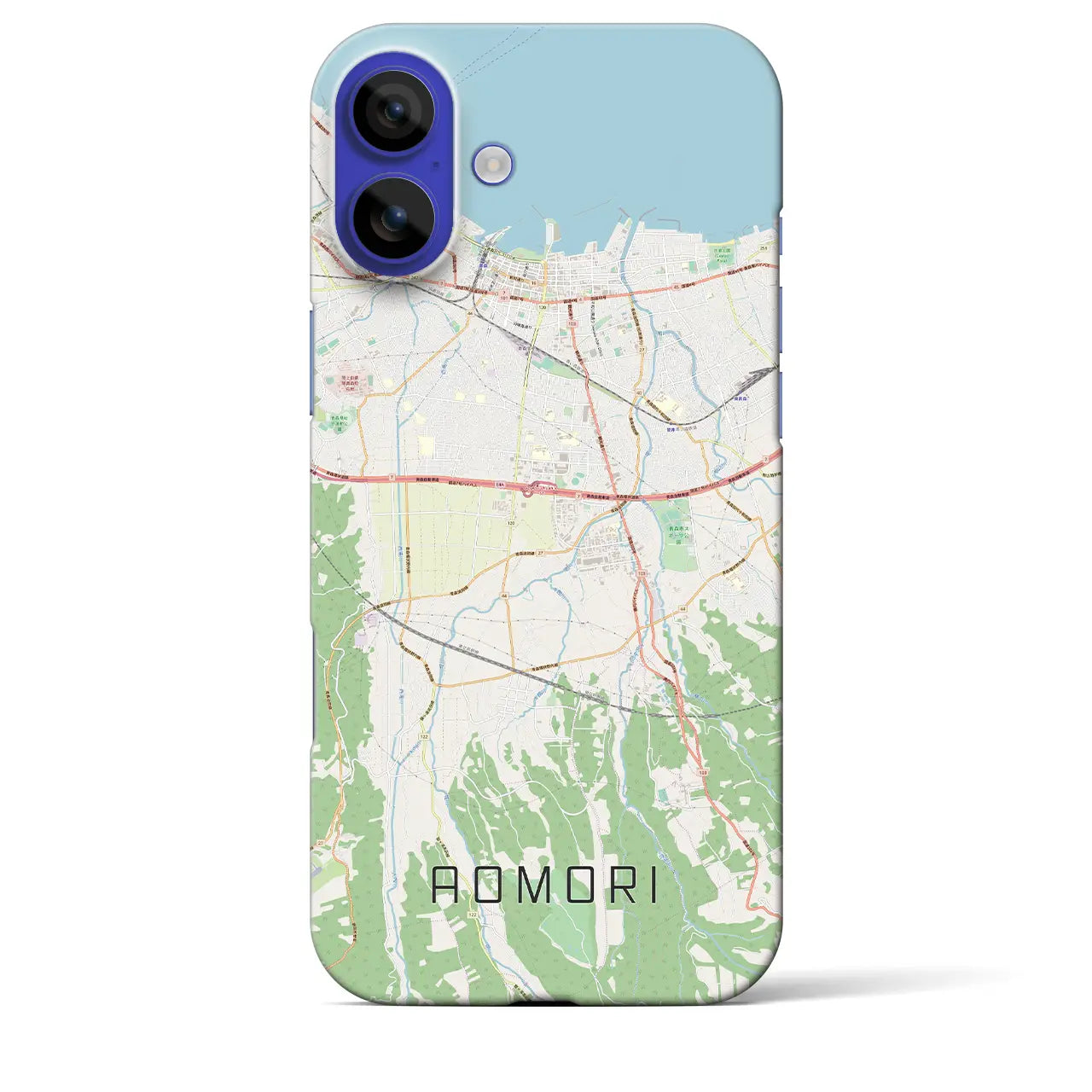 【青森(青森県)】地図柄iPhoneケース(バックカバータイプ)ブラック・iPhone 16 Pro Max 用