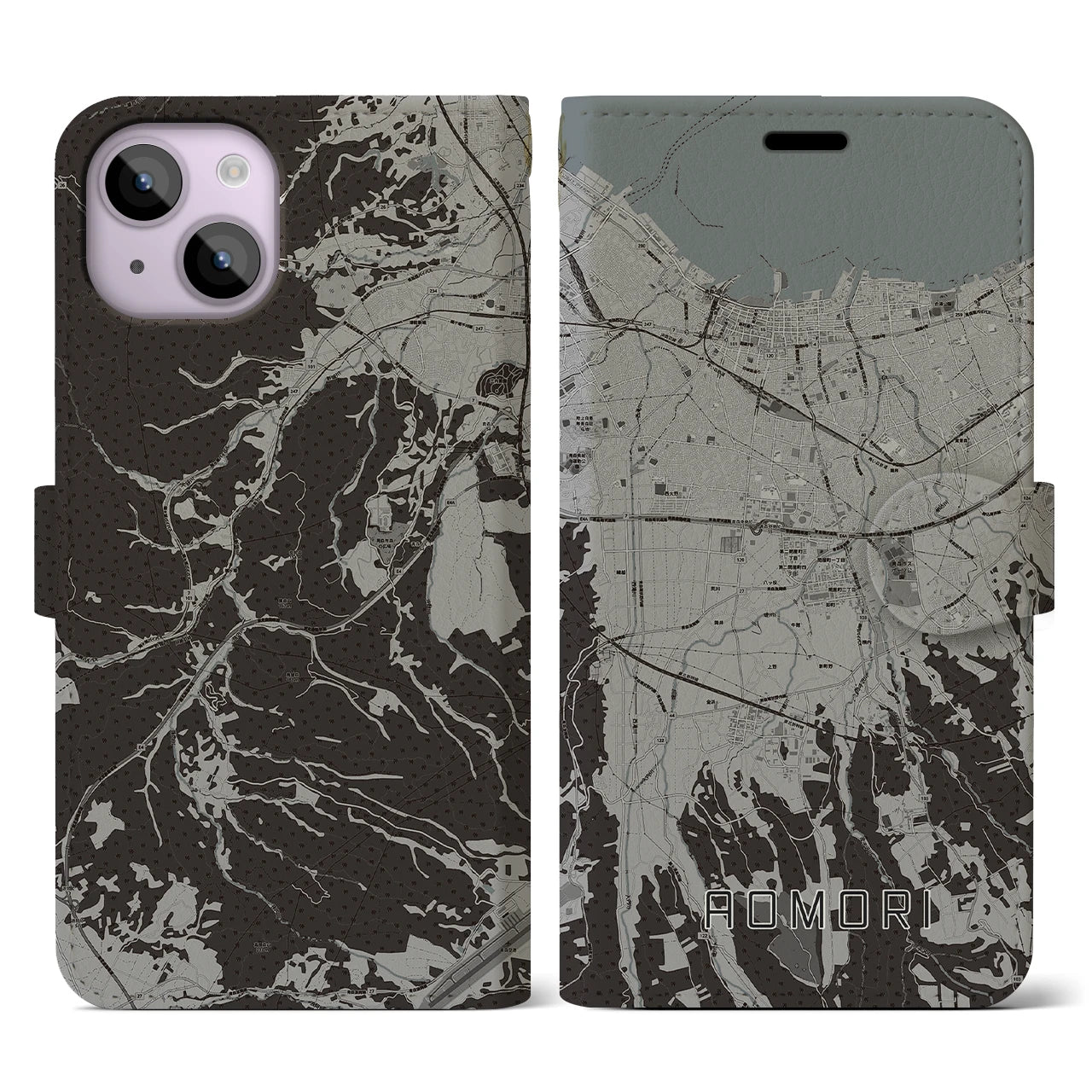 【青森(青森県)】地図柄iPhoneケース(手帳タイプ)