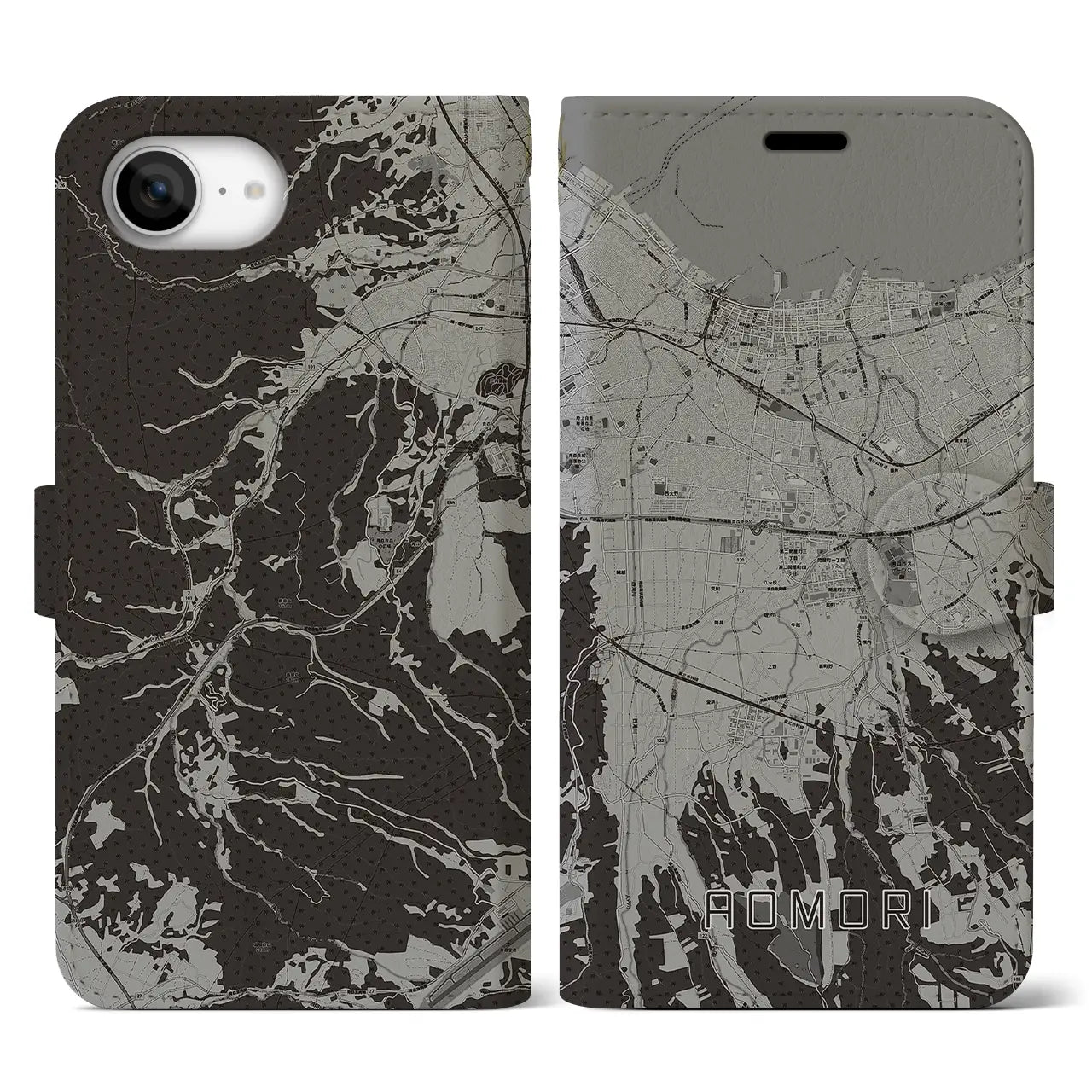 【青森(青森県)】地図柄iPhoneケース(手帳タイプ)