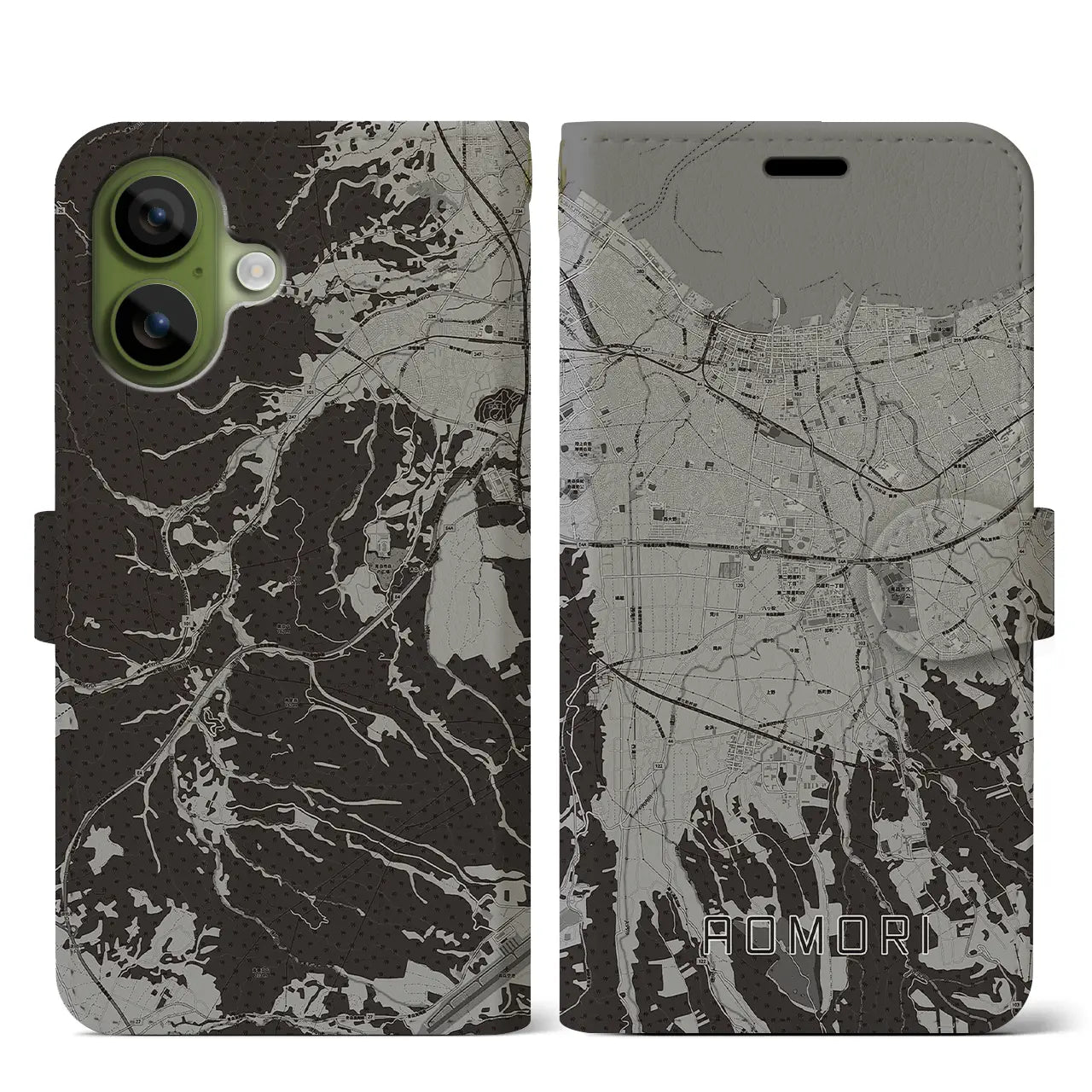 【青森(青森県)】地図柄iPhoneケース(手帳タイプ)