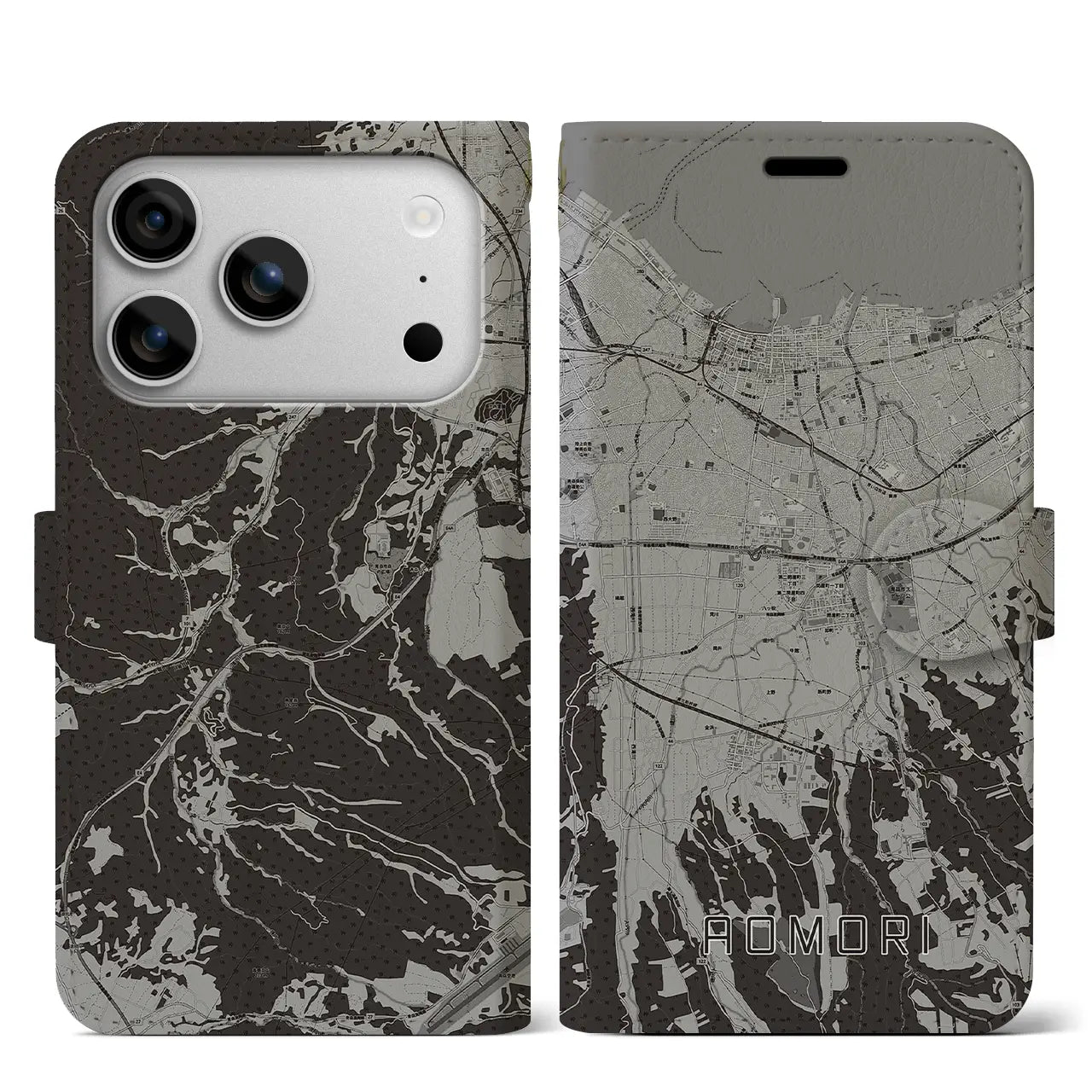 【青森(青森県)】地図柄iPhoneケース(手帳タイプ)