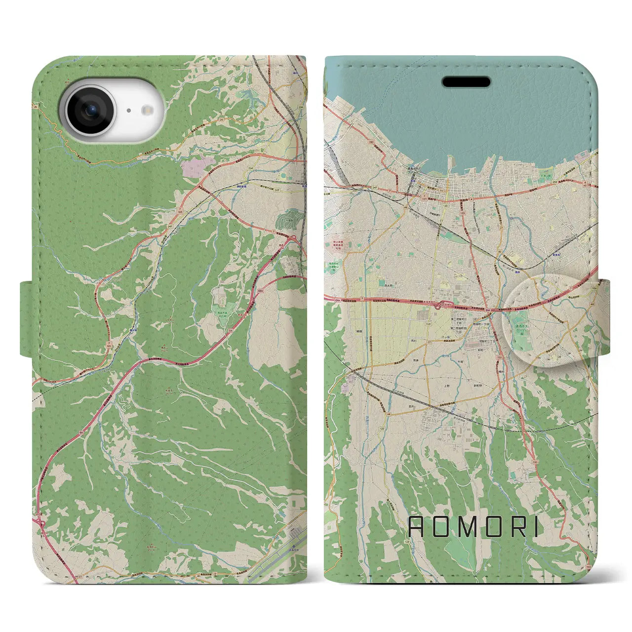 【青森(青森県)】地図柄iPhoneケース(手帳タイプ)