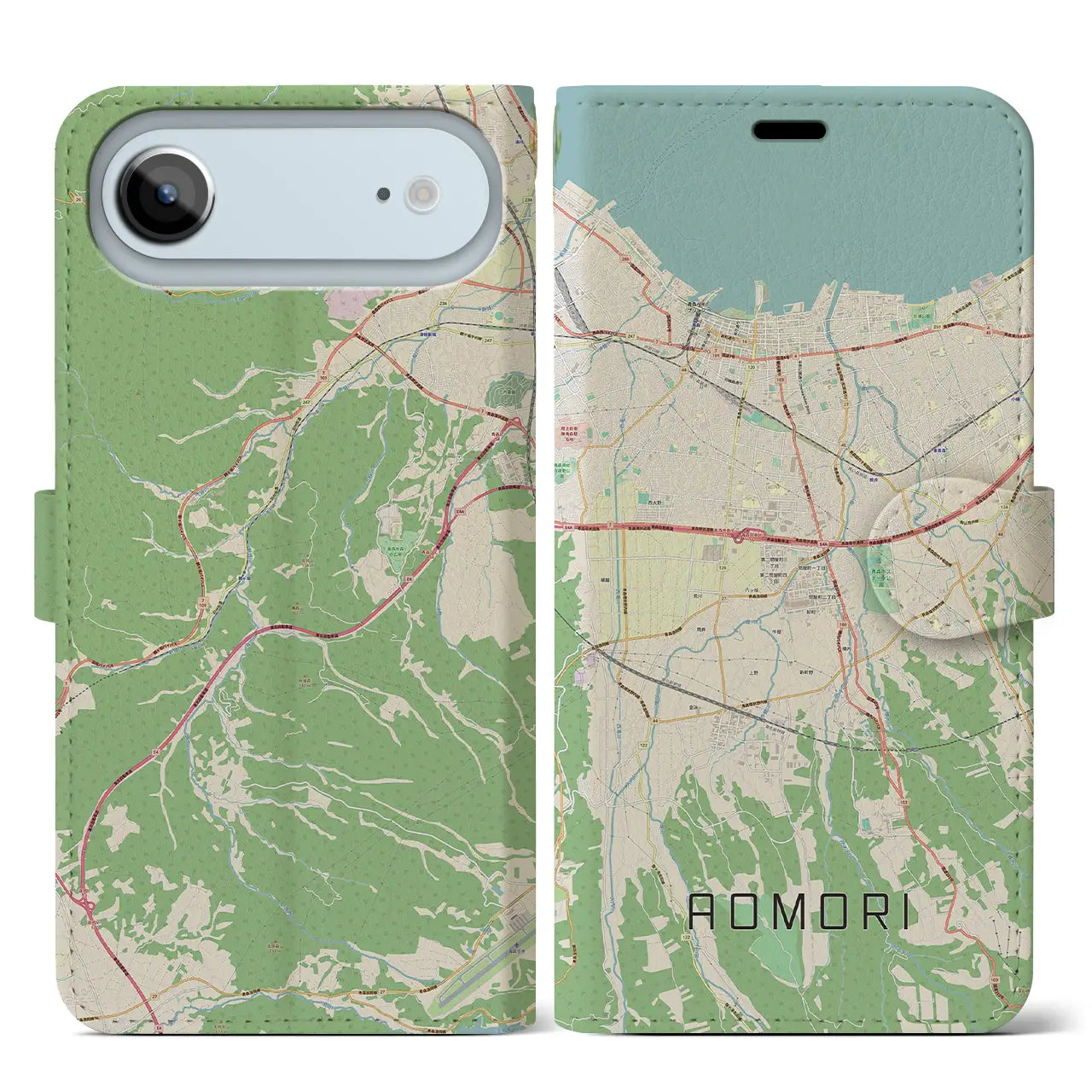 【青森(青森県)】地図柄iPhoneケース(手帳タイプ)