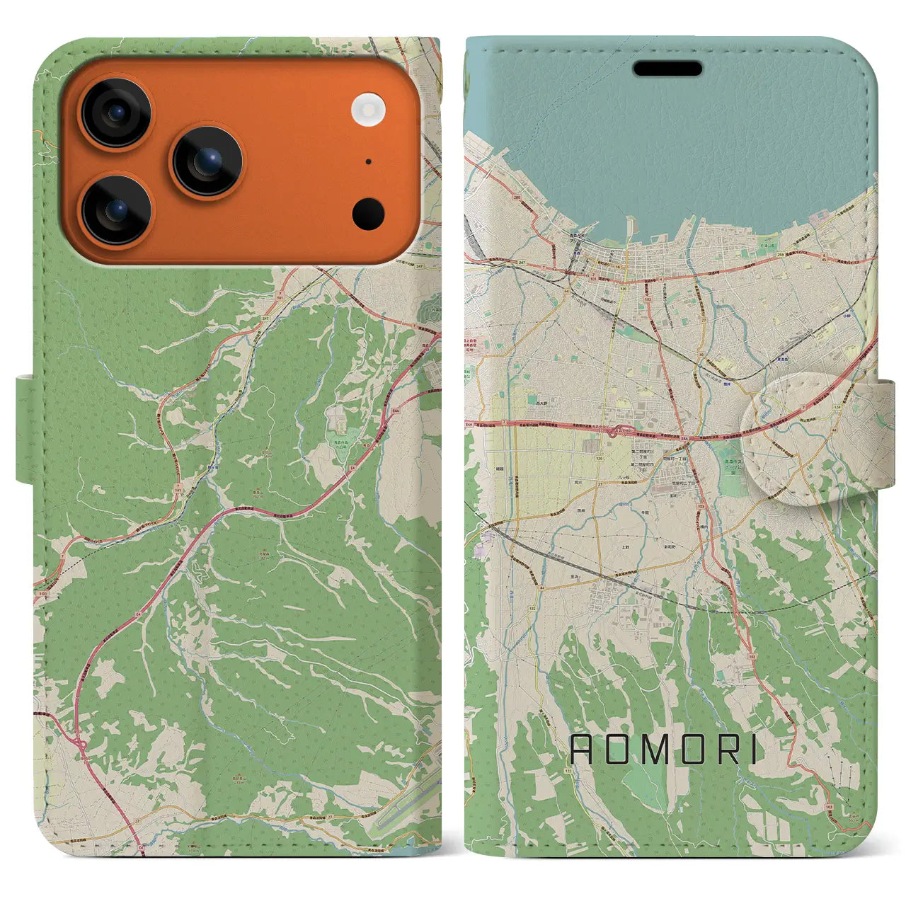 【青森(青森県)】地図柄iPhoneケース(手帳タイプ)