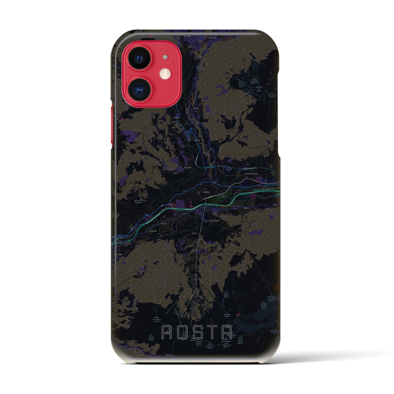 【アオスタ(イタリア)】地図柄iPhoneケース(バックカバータイプ)