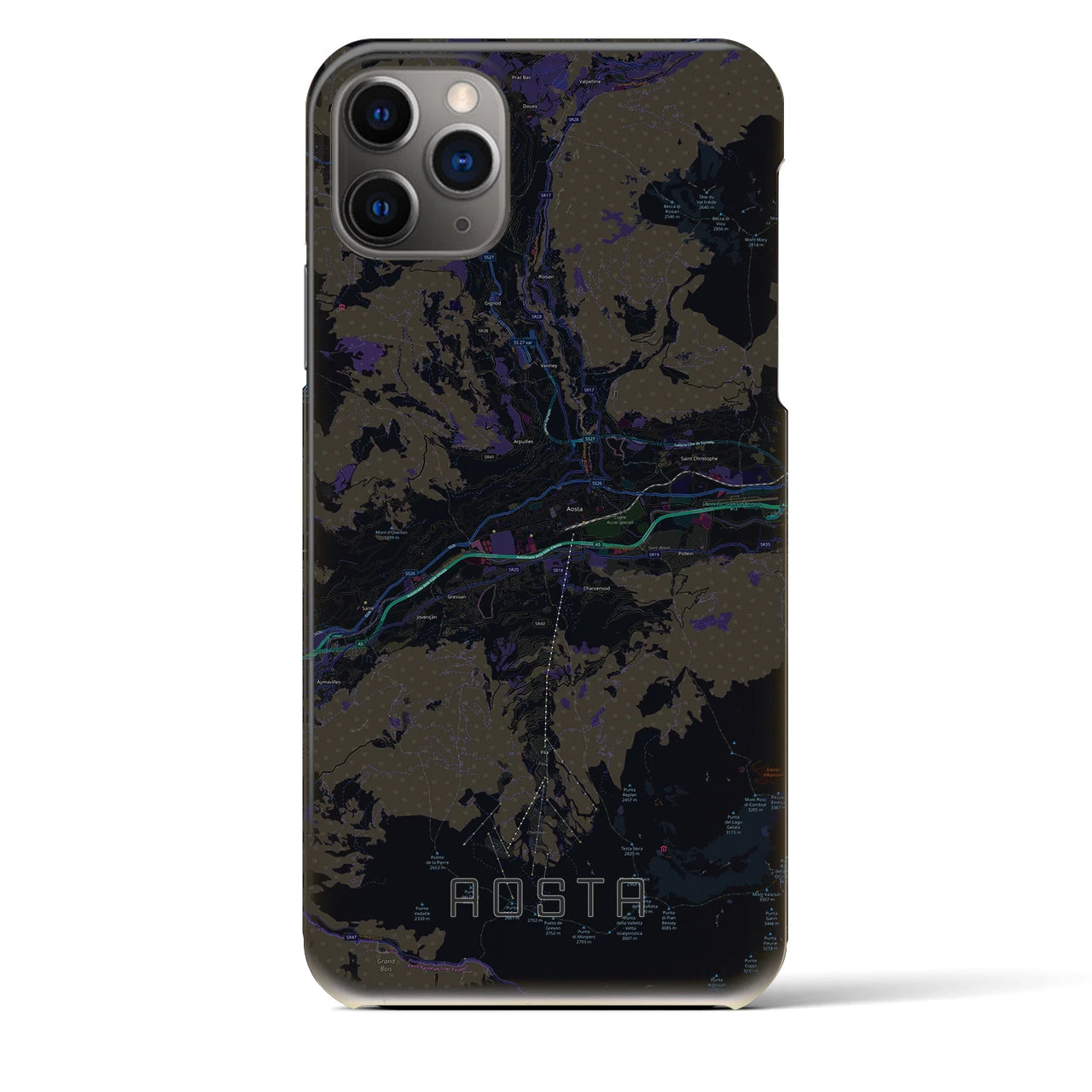 【アオスタ(イタリア)】地図柄iPhoneケース(バックカバータイプ)