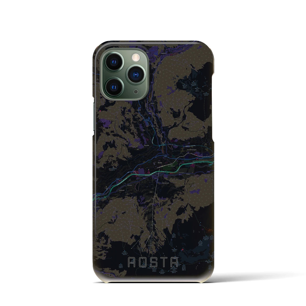 【アオスタ(イタリア)】地図柄iPhoneケース(バックカバータイプ)