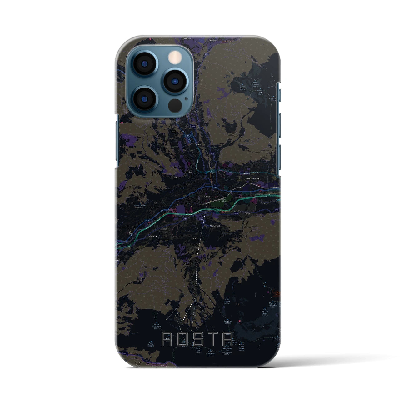 【アオスタ(イタリア)】地図柄iPhoneケース(バックカバータイプ)