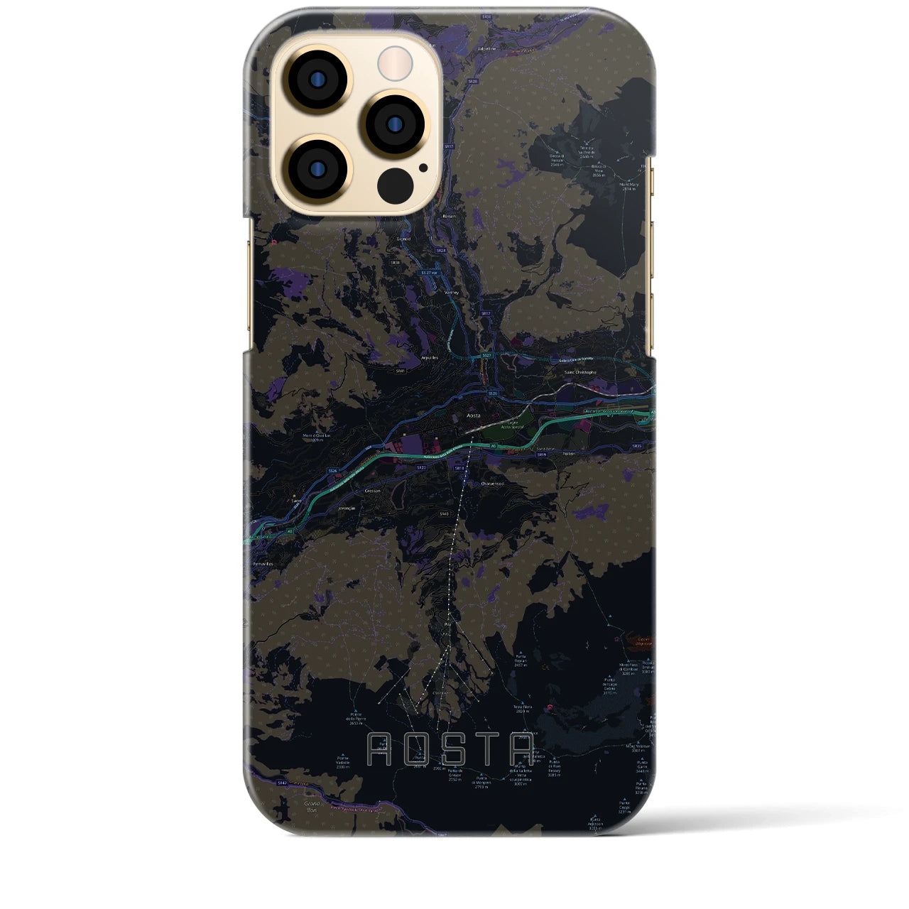 【アオスタ(イタリア)】地図柄iPhoneケース(バックカバータイプ)
